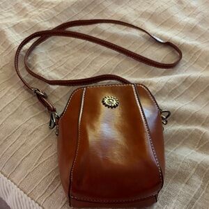 Brown faux leatherCrossbody Bag